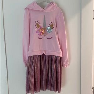 Kate Mack Pink Unicorn Hoodie Dress